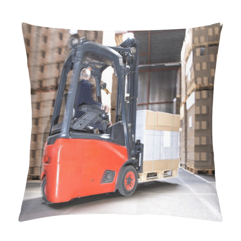 Personality  Worker Carrying Stock On Forklift Pillow Covers