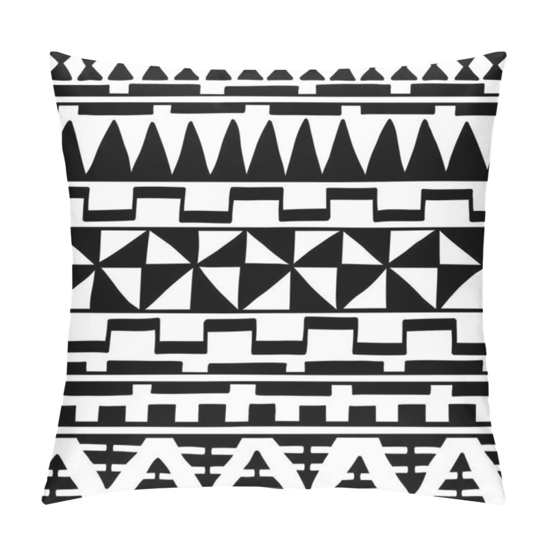 Personality  Seamless Pattern In Ethnic Style. Ornamental Element African Theme. Set Of Vintage Decorative Tribal Border. Traditional Maori Decoration Background With National Elements Form. Pillow Covers