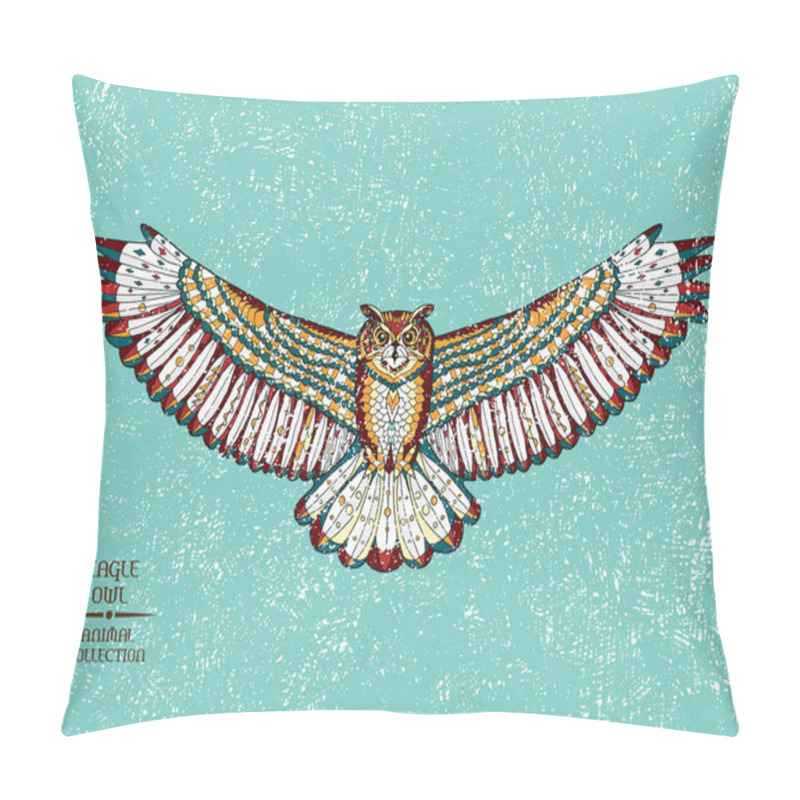 Personality  Zentangle Stylized Eagle Owl. Sketch For Tattoo Or T-shirt. Pillow Covers