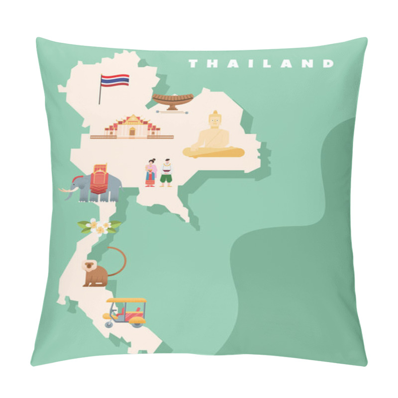 Personality  Thailand Culture Map Pillow Covers