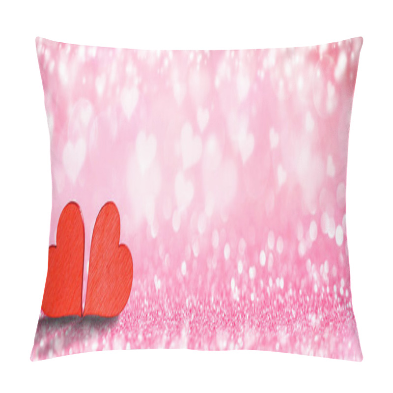 Personality  Two Red Hearts On Bokeh Background Pillow Covers