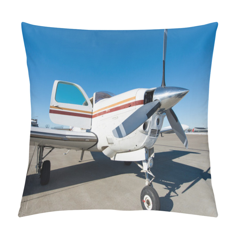 Personality  Propeller Aeroplane Standing On Asphalt Landing Runway Pillow Covers