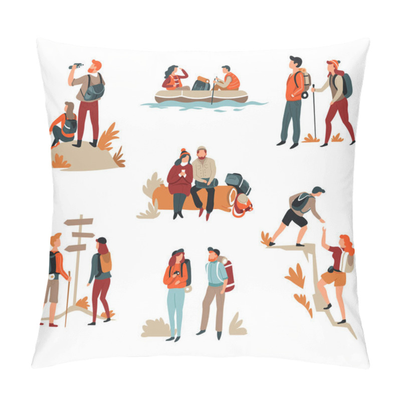 Personality  Couple Hiking Man And Woman Active Lifestyle Outdoor Activity Pillow Covers