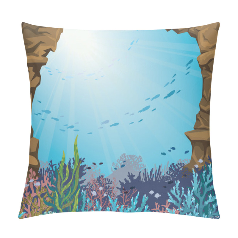 Personality  Underwater Cave And Coral Reef. Pillow Covers