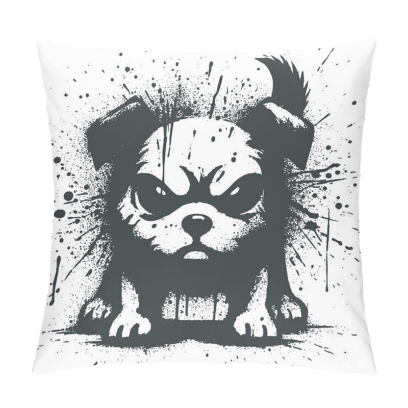 Personality  Aggressive Puppy In Black And White Splatter Art Style Pillow Covers