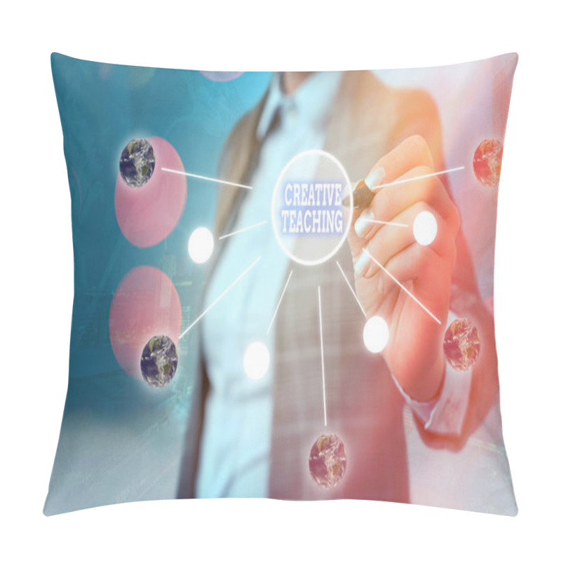 Personality  Conceptual Hand Writing Showing Creative Teaching. Business Photo Text The Act Of Coaching In Novel Way That Promotes Growth Elements Of This Image Furnished By NASA. Pillow Covers