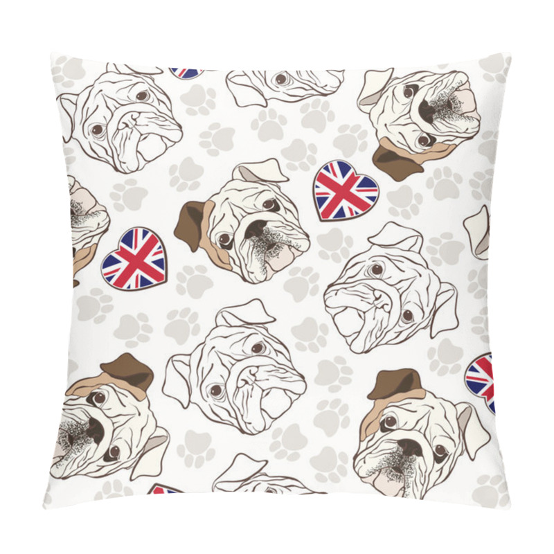 Personality  Pattern With Bulldog, Traces And Hearts Pillow Covers