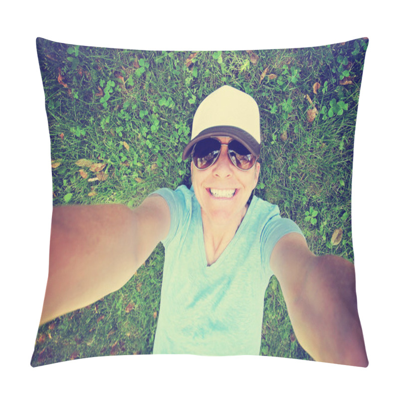 Personality  Girl In Grass Smiling At Camera Pillow Covers