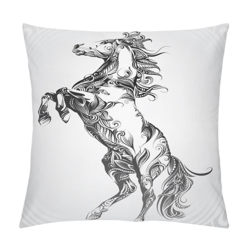 Personality  Silhouette Of A Horse In Ornament Pillow Covers