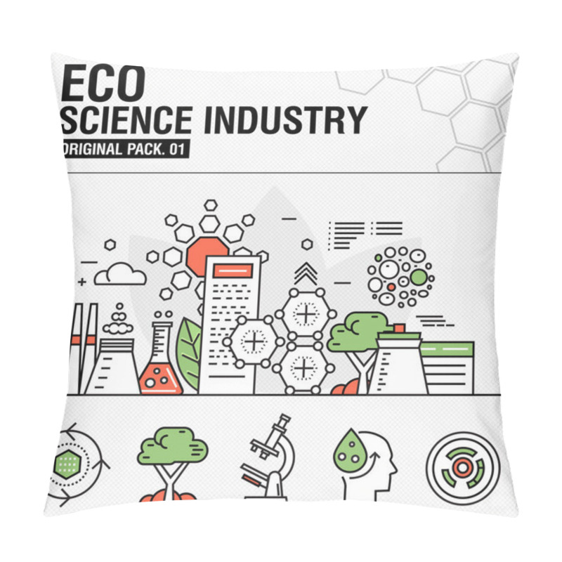 Personality  Modern Eco Science Industry. Thin Line Icons Set Pillow Covers