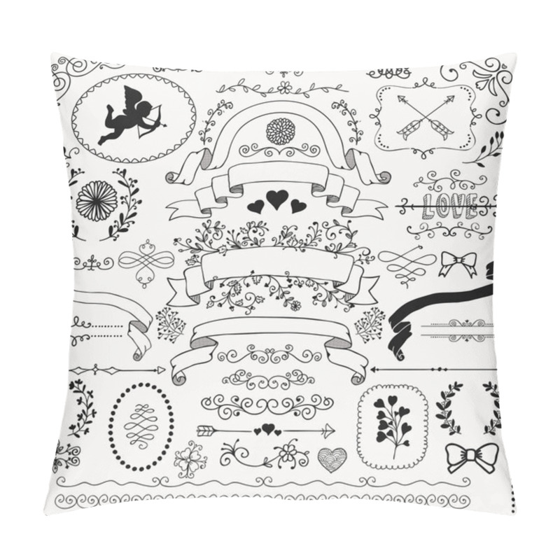 Personality  Vector Hand Sketched Rustic Floral Design Elements Pillow Covers