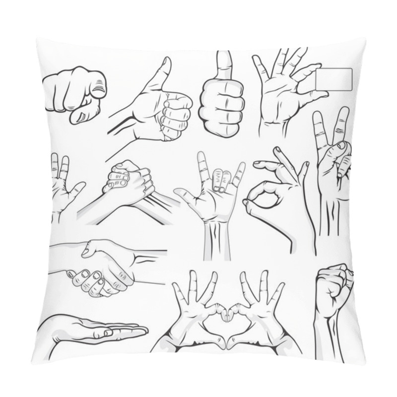 Personality  Human Hand Sign Collection Pillow Covers