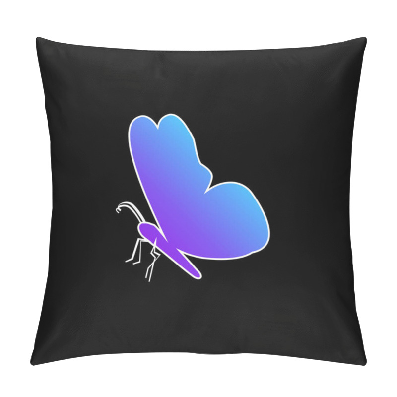 Personality  Black Butterfly Shape From Side View Blue Gradient Vector Icon Pillow Covers