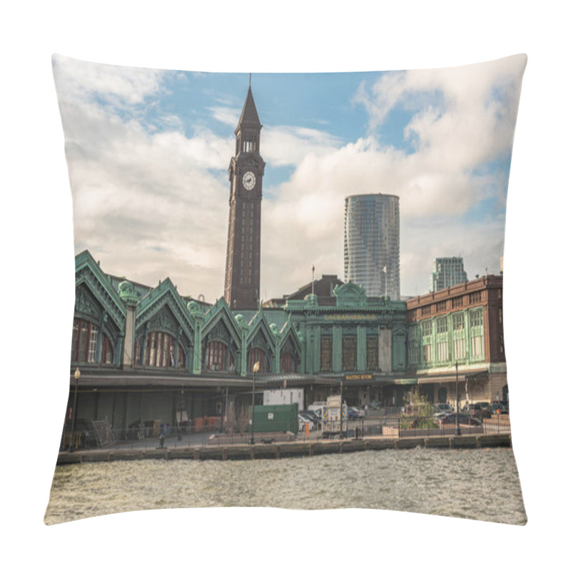 Personality  Clock Tower Over The Hoboken Train Station Pillow Covers