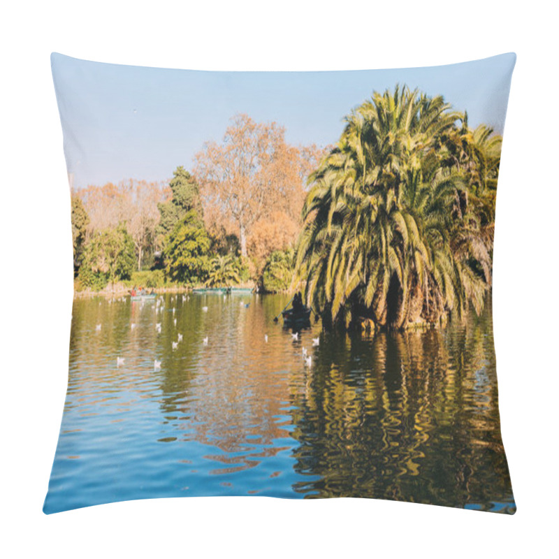 Personality  Scenic View Of Lake With Lush Palm Trees In Parc De La Ciutadella, Barcelona, Spain Pillow Covers