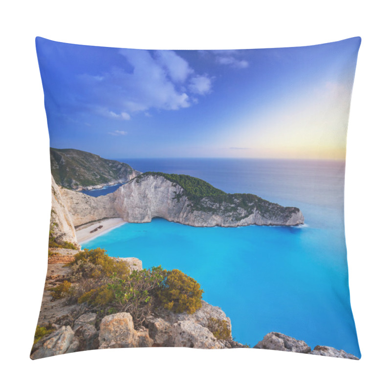 Personality  Shipwreck Beach On Zakynthos Island At Sunset Pillow Covers