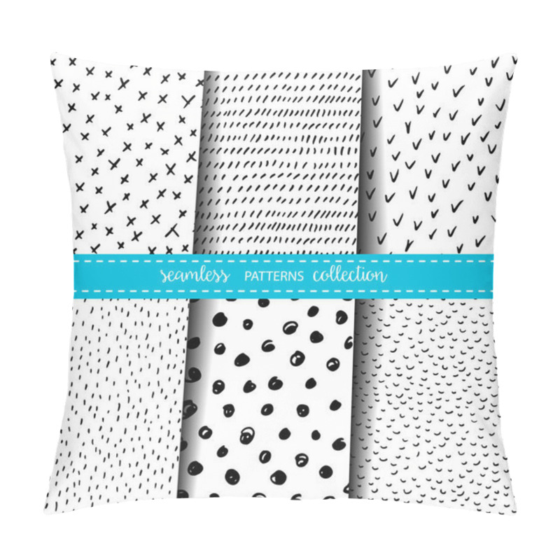 Personality  Set Of Six Hand Drawn Ink Seamless Patterns Pillow Covers