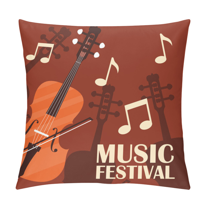 Personality  Fiddle Classical Instrument Icon Vector Illustration Design Pillow Covers