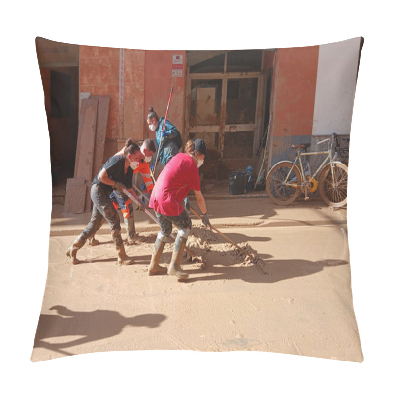 Personality  CATARROJA, SPAIN - NOVEMBER 9, 2024: View Of Devastating DANA Floods In Valencia Caused By Torrential Rains On October 29 - 30. The Disaster Has Affected Several Towns, Such As Catarroja And Paiporta. Pillow Covers