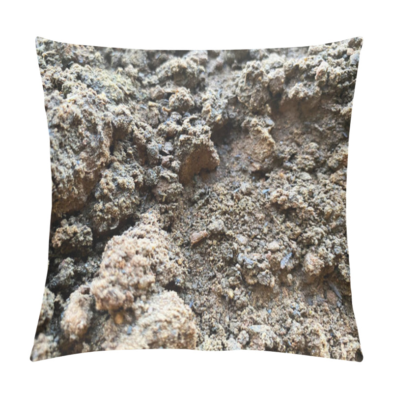 Personality  The Uneven Mud Texture Displays A Rich, Earthy Surface With Irregular Ridges, Cracks, And Dips. Pillow Covers