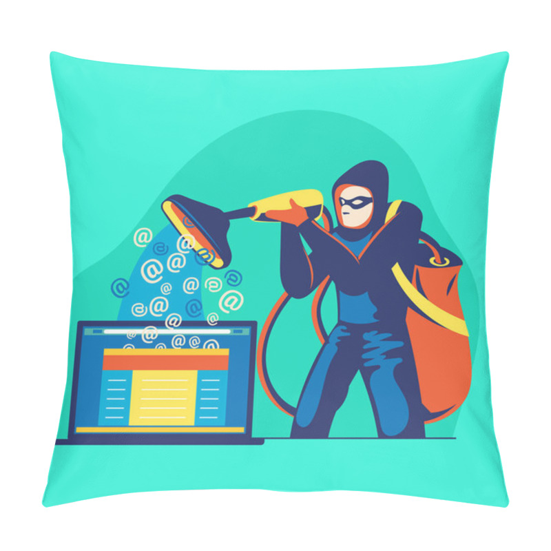 Personality  Vector Illustration Concept Cyber Crime Of Hacker Stealing Data And Doing Phishing Pillow Covers