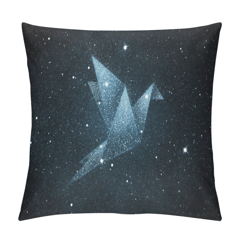 Personality  Stars In Origami Bird Shape Over Blue Night Sky Background Pillow Covers