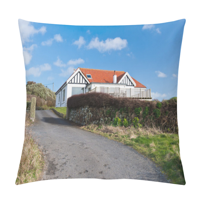 Personality  Beautiful White Village House On Field . Pillow Covers