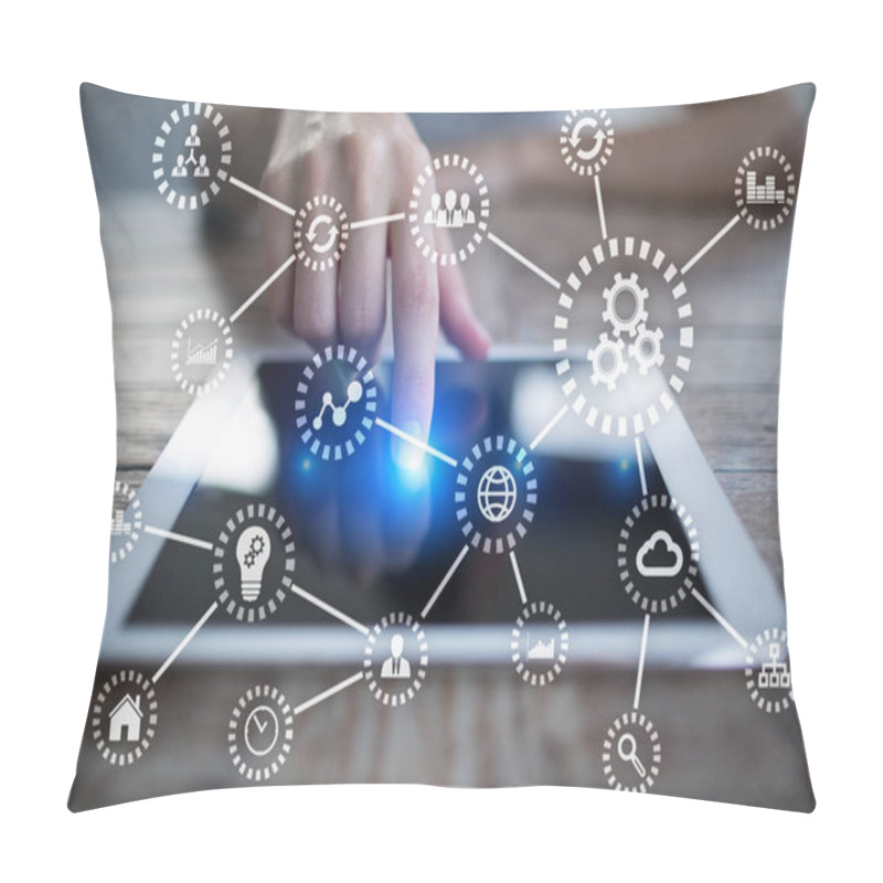 Personality  IOT. Internet Of Things. Automation And Modern Technology Concept Pillow Covers