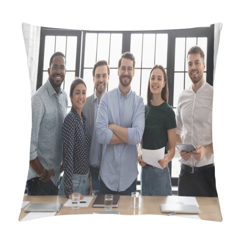 Personality  Diverse Professional Business Team Standing In Office Looking At Camera Pillow Covers