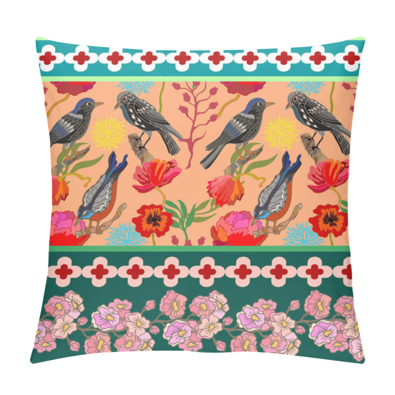 Personality  Japanese Garden. Seamless Oriental Pattern With Victorian Motifs. Pillow Covers