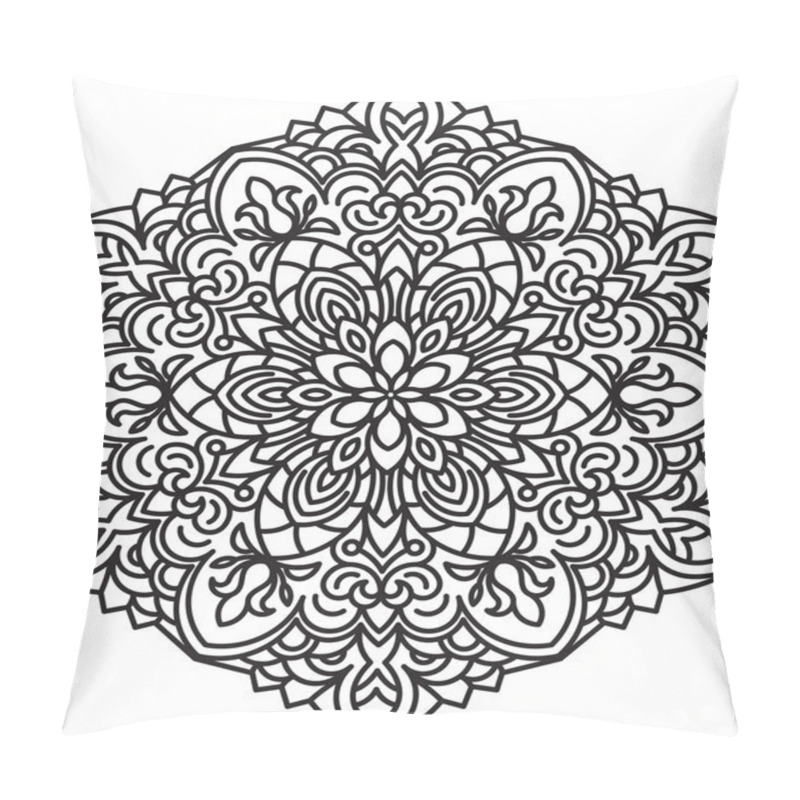 Personality  Round Lace Design In Mono Line Style - Mandala Pillow Covers