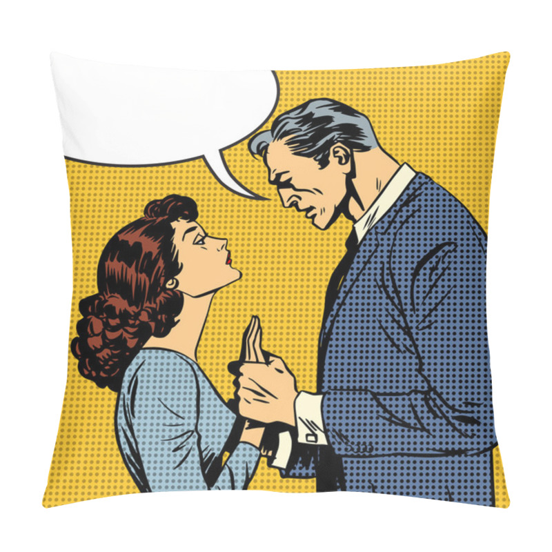 Personality  Husband And Wife Lovers Serious Talk Love Conflict Pop Art Comic Pillow Covers