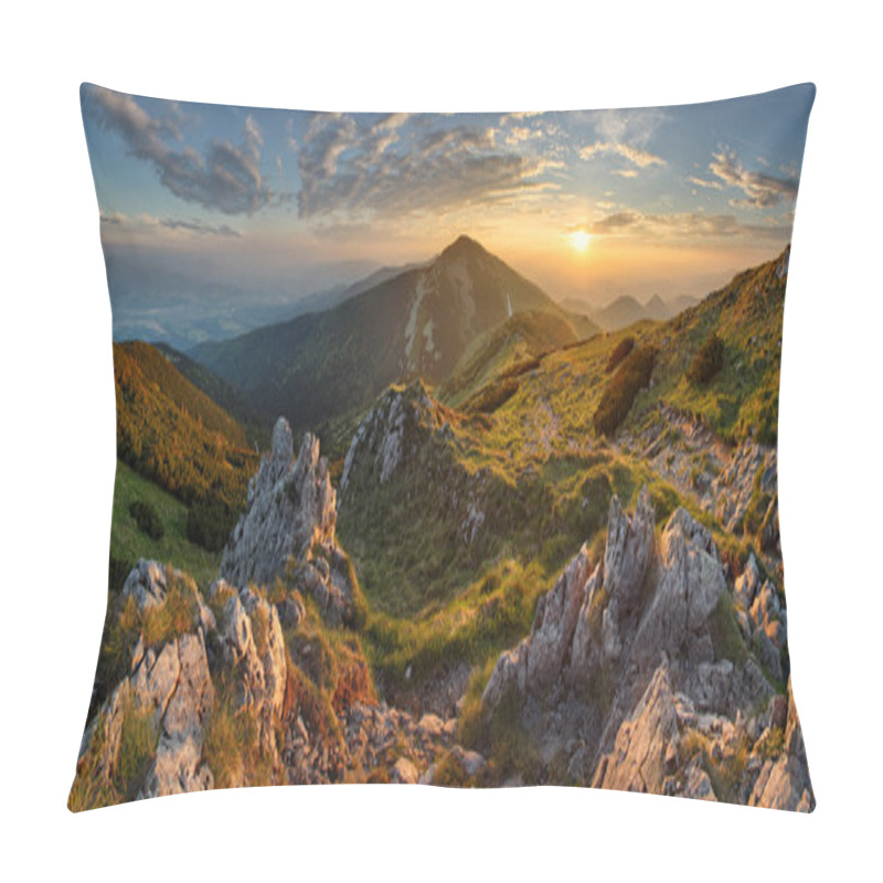 Personality  Panorama Rocky Mountain At Sunset In Slovakia Pillow Covers