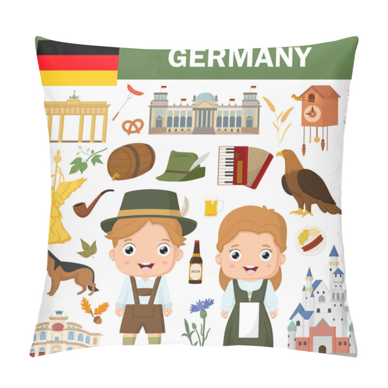 Personality  Vector Illustration Of Set Of Germany Famous Landmarks Pillow Covers