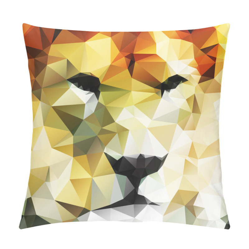 Personality  Abstract Vector Drawing Of A Lion's Head Made Up Of Triangles Pillow Covers