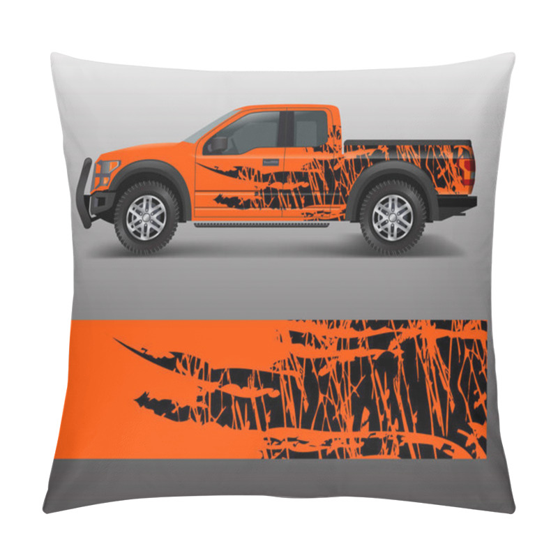 Personality  Pickup Truck Graphic Vector. Abstract Shape With Grunge Design For Vehicle Vinyl Wrap Pillow Covers