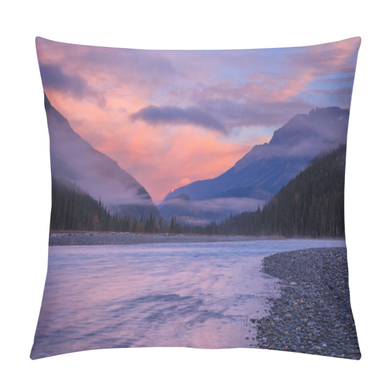 Personality  A River In The Mountains At Sunrise Pillow Covers