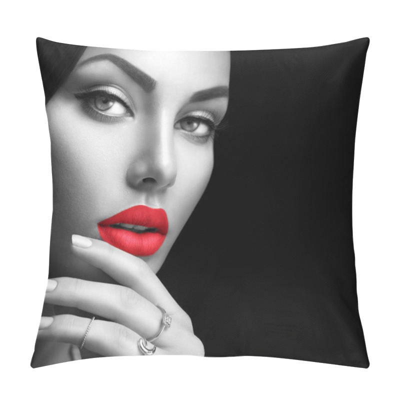 Personality  Woman Portrait With Perfect Makeup And Nails Pillow Covers