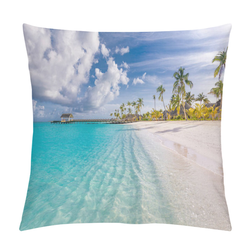 Personality  Beautiful Tropical Beach With Palm Trees And Blue Sky Pillow Covers