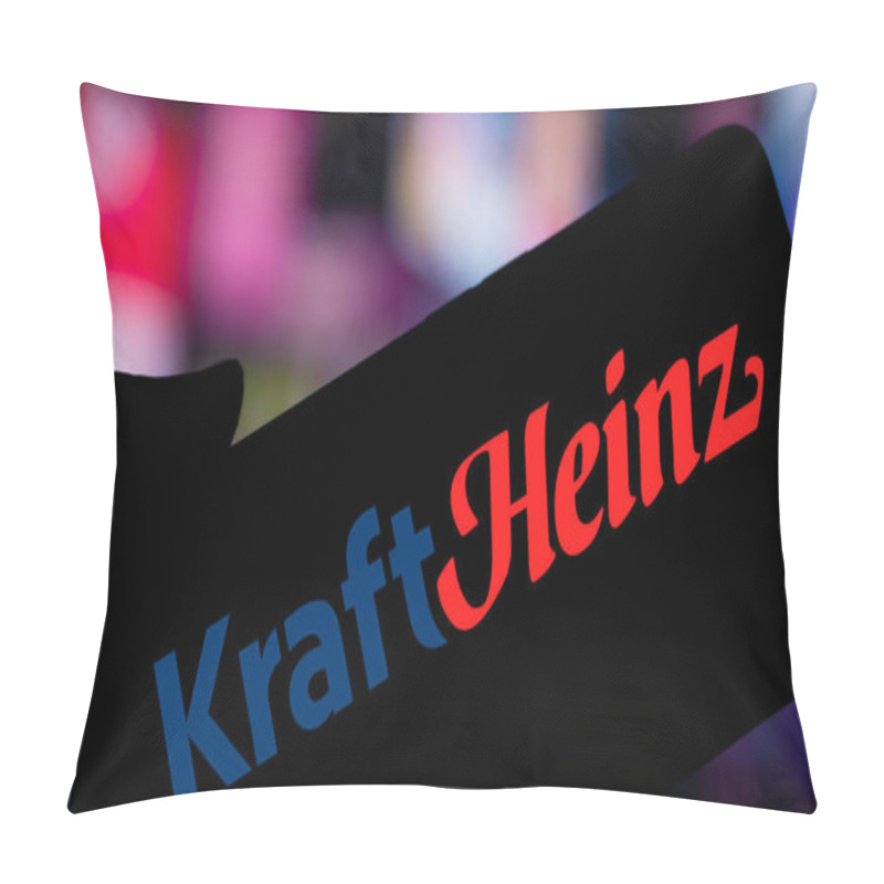 Personality  Dhaka, Bangladesh- 5 Dec 2024: Kraft Heinz Logo Is Displayed On Smartphone. Kraft Heinz Is An American Multinational Food Company. Pillow Covers