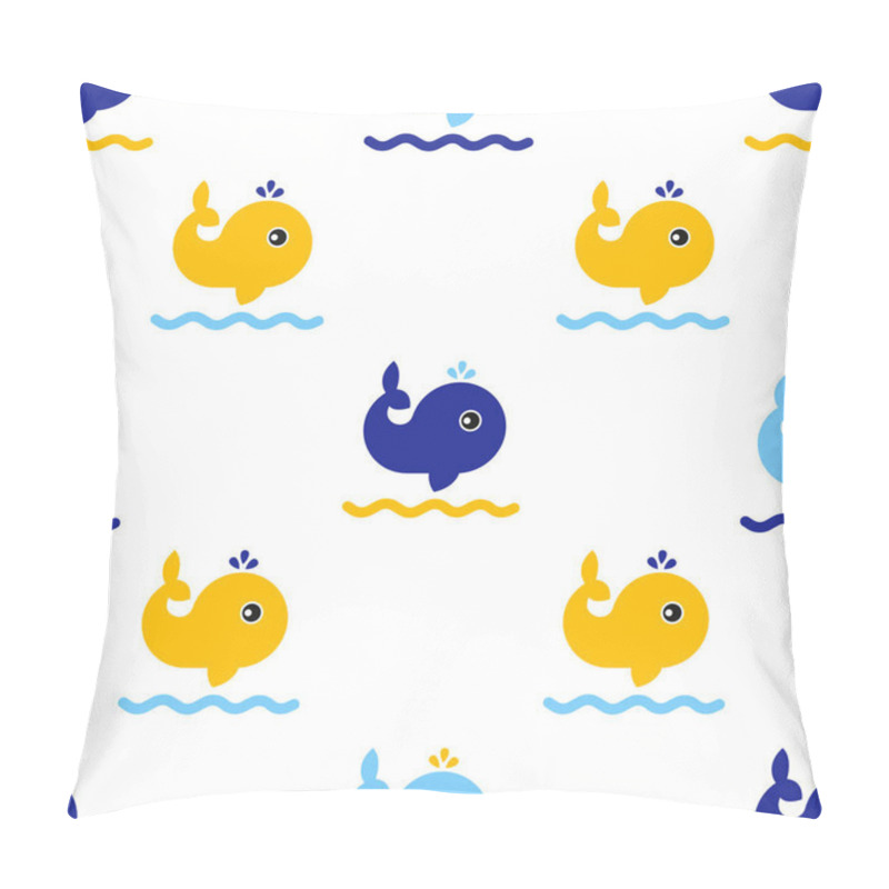 Personality  Sea Life, Whales On The Waves. Seamless Pattern. Vector Illustration Pillow Covers