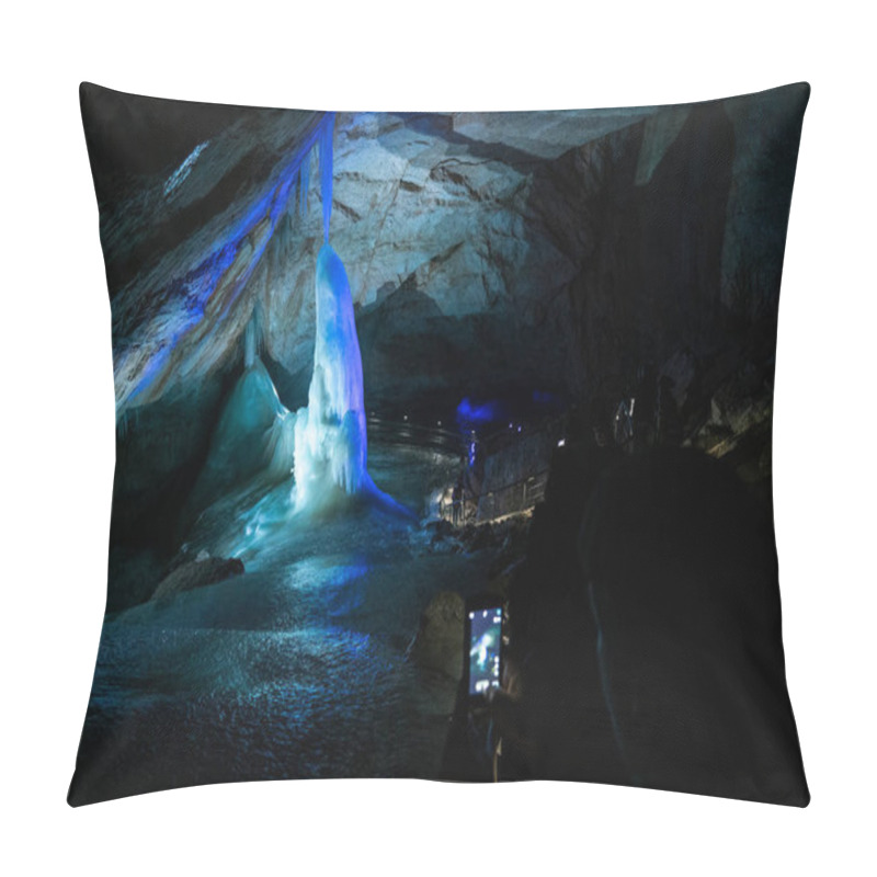 Personality  Dachstein Giant Ice Cave, Austria. Amazing Cave With Ice Formati Pillow Covers