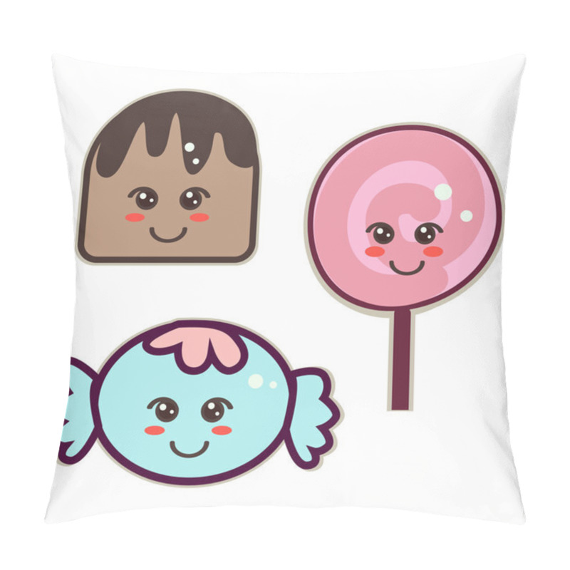 Personality  Sweets, Kawaii Style, Candy And Lollipops With Eyes Pillow Covers