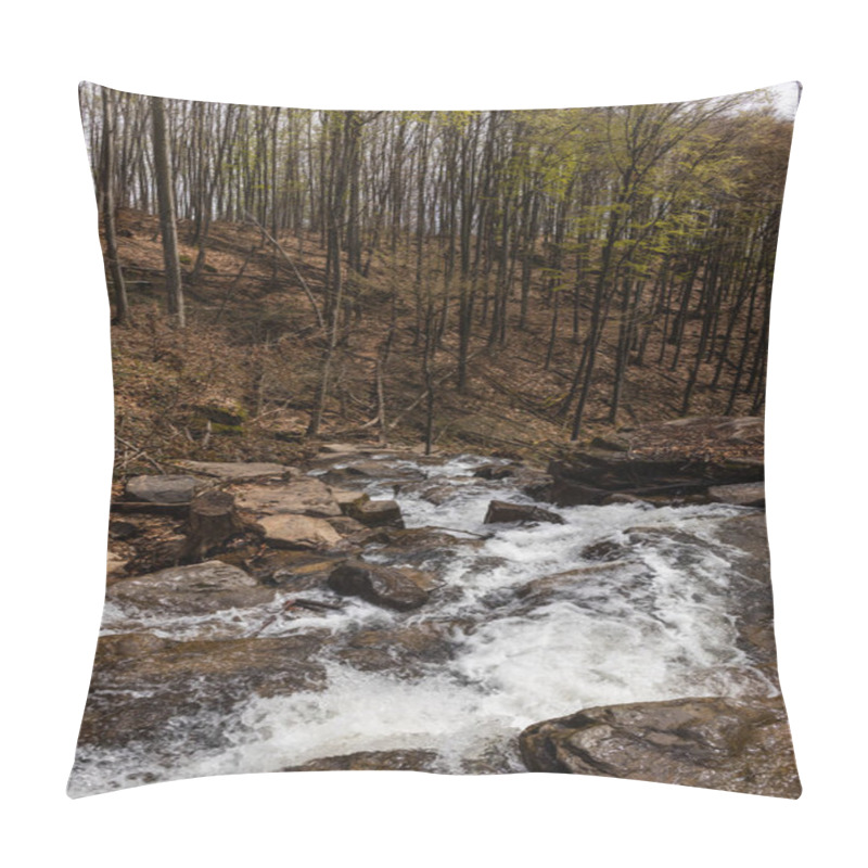 Personality  Stones In Water Of Mountain Creek In Forest  Pillow Covers