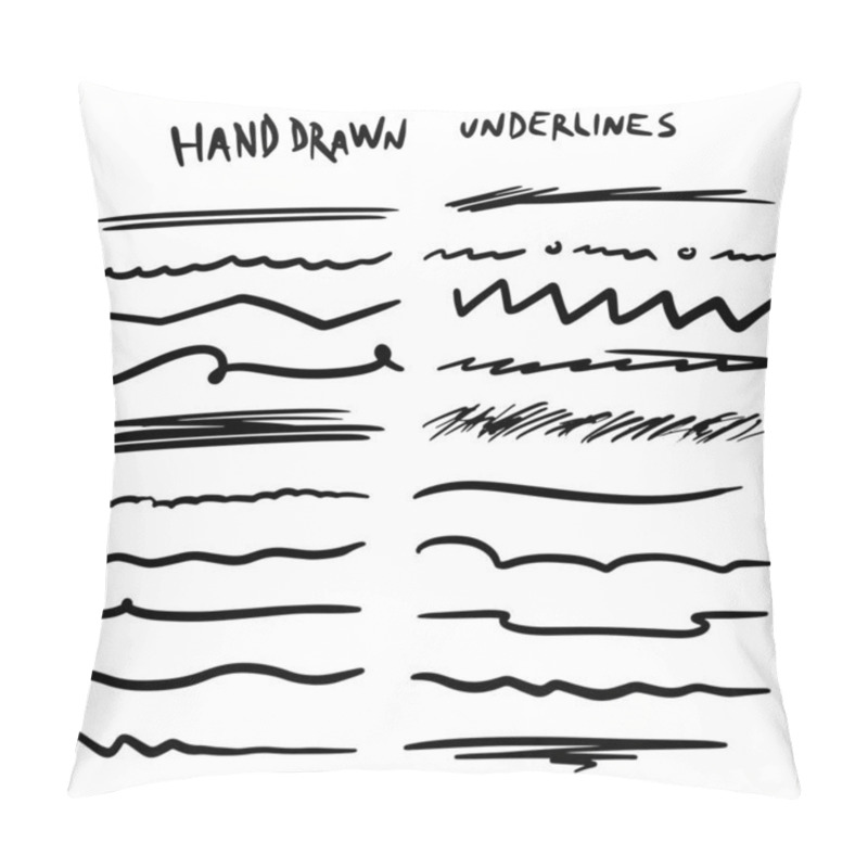 Personality  Handmade Collection Set Of Underline Strokes In Marker Brush Doodle Style Various Shapes Pillow Covers