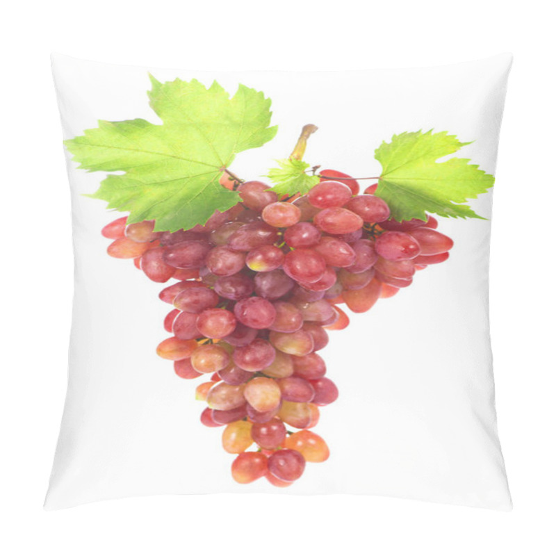 Personality  Ripe Red Grape. Pink Bunch With Leaves Isolated On White. With Clipping Path. Full Depth Of Field. Pillow Covers