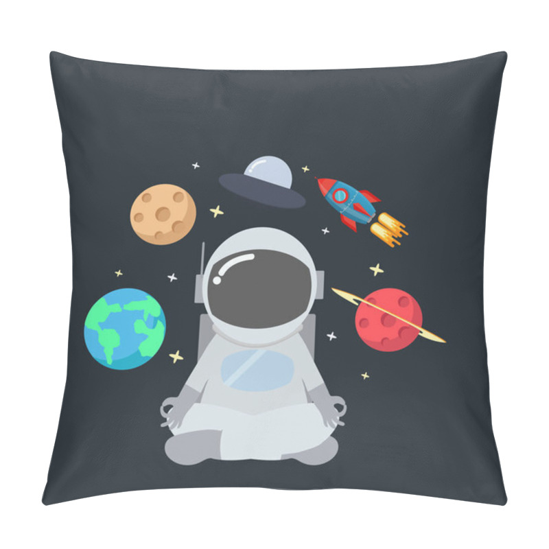 Personality  Astronaut Meditating  In Space Background Pillow Covers