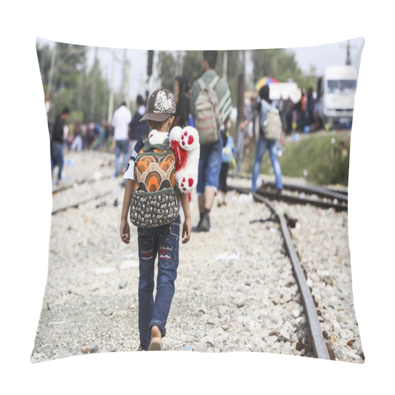 Personality  Hundreds Of Immigrants Are In A Wait At The Border Between Greec Pillow Covers