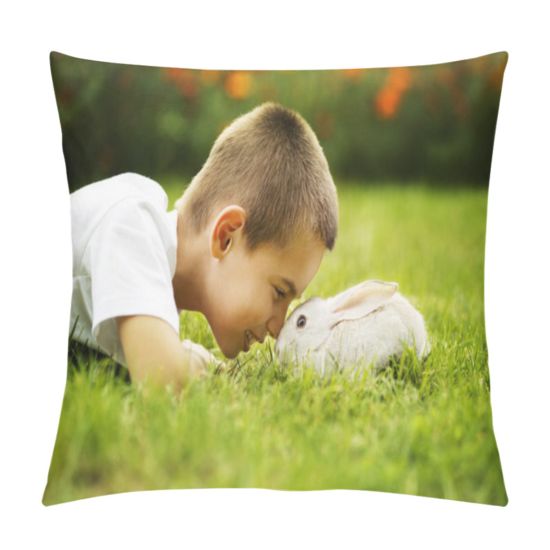 Personality  Little Boy With Rabbit Pillow Covers