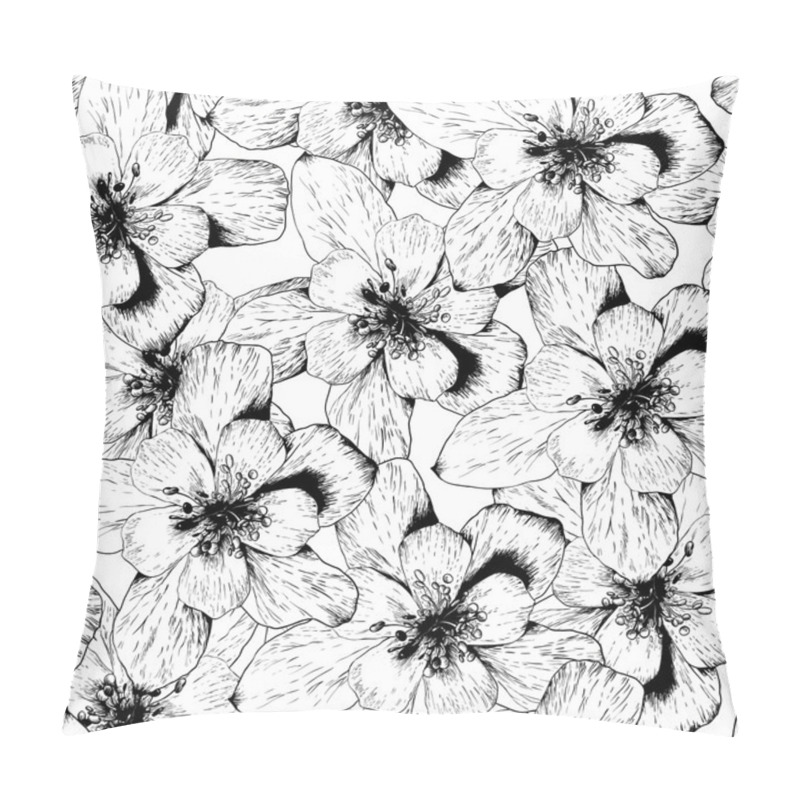 Personality  Beautiful Seamless Monochrome Floral Background Pillow Covers